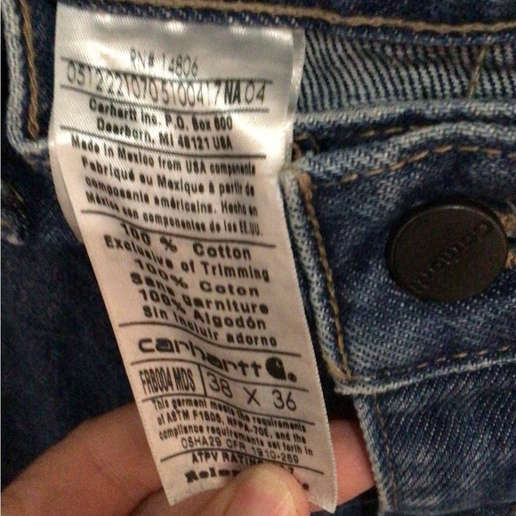 Mens size 38 x 36 flame resistant jeans by carhartt - Picture 4 of 5